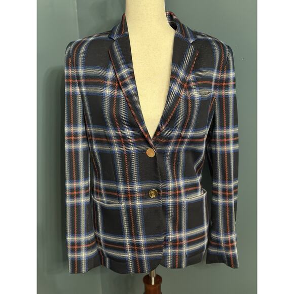 Lauren Ralph Lauren Plaid Blazer Jacket Navy/Red/White Gold Buttons Size M - Picture 6 of 12
